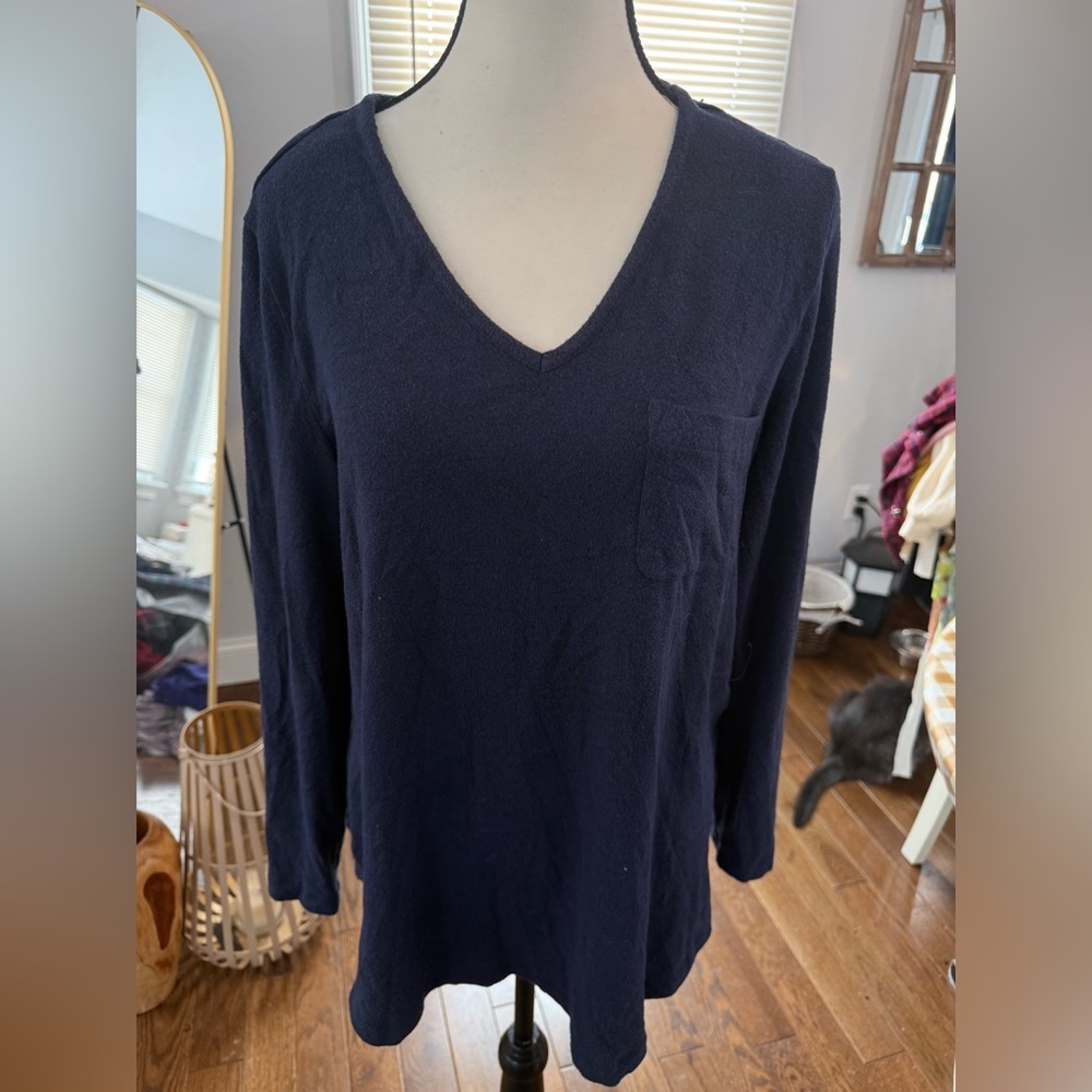 Soma Deep Blue V-Neck Long Sleeve Top